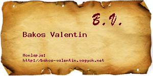 Bakos Valentin névjegykártya